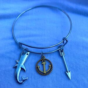 Brand New! Handmade! Adjustable Charm Bangle Bracelet!